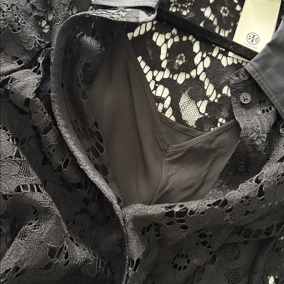 NWT Tory Burch Black Lace Shirtdress - Picture 5 of 8